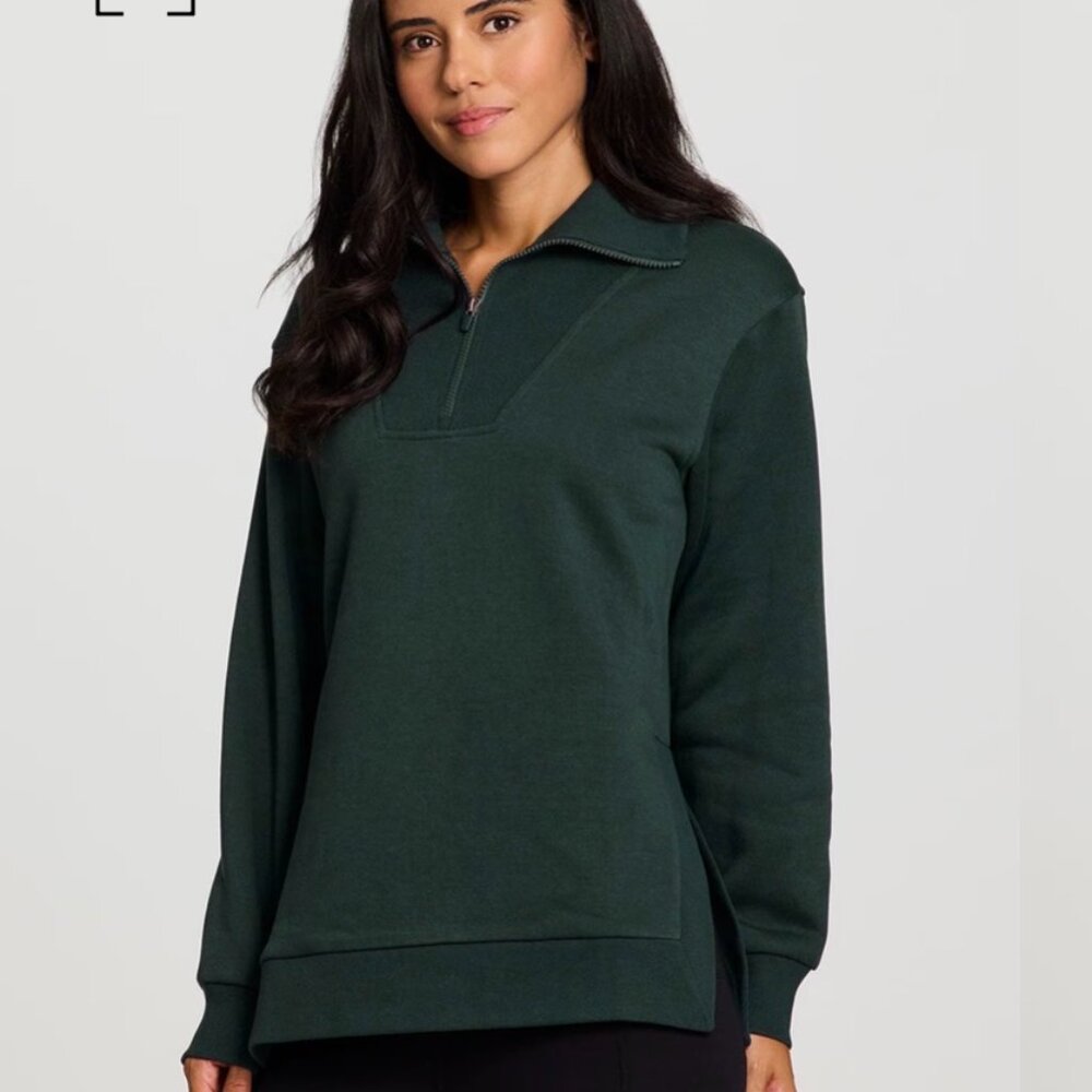 Tunic Sweatshirt Womens 2X Plus Green Fleece Long Sleeve 1/4 Zip Pullover RBX - Picture 9 of 9